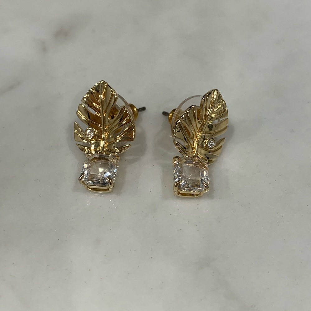 SWAROVSKI leaf drop earrings